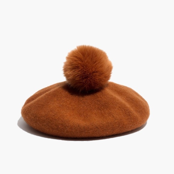 Madewell Pom-Pom Beret Color Golden Pecan main image 6